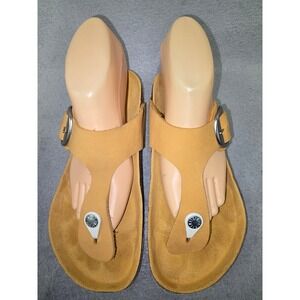 Birkenstock Gizeh Big Buckle Ochre Nubuck Leather Sandals Womens 38 US Sz 7 7.5